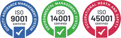 KV Cleaning Group ISO certification badges for quality, environmental management, food safety and occupational health and safety