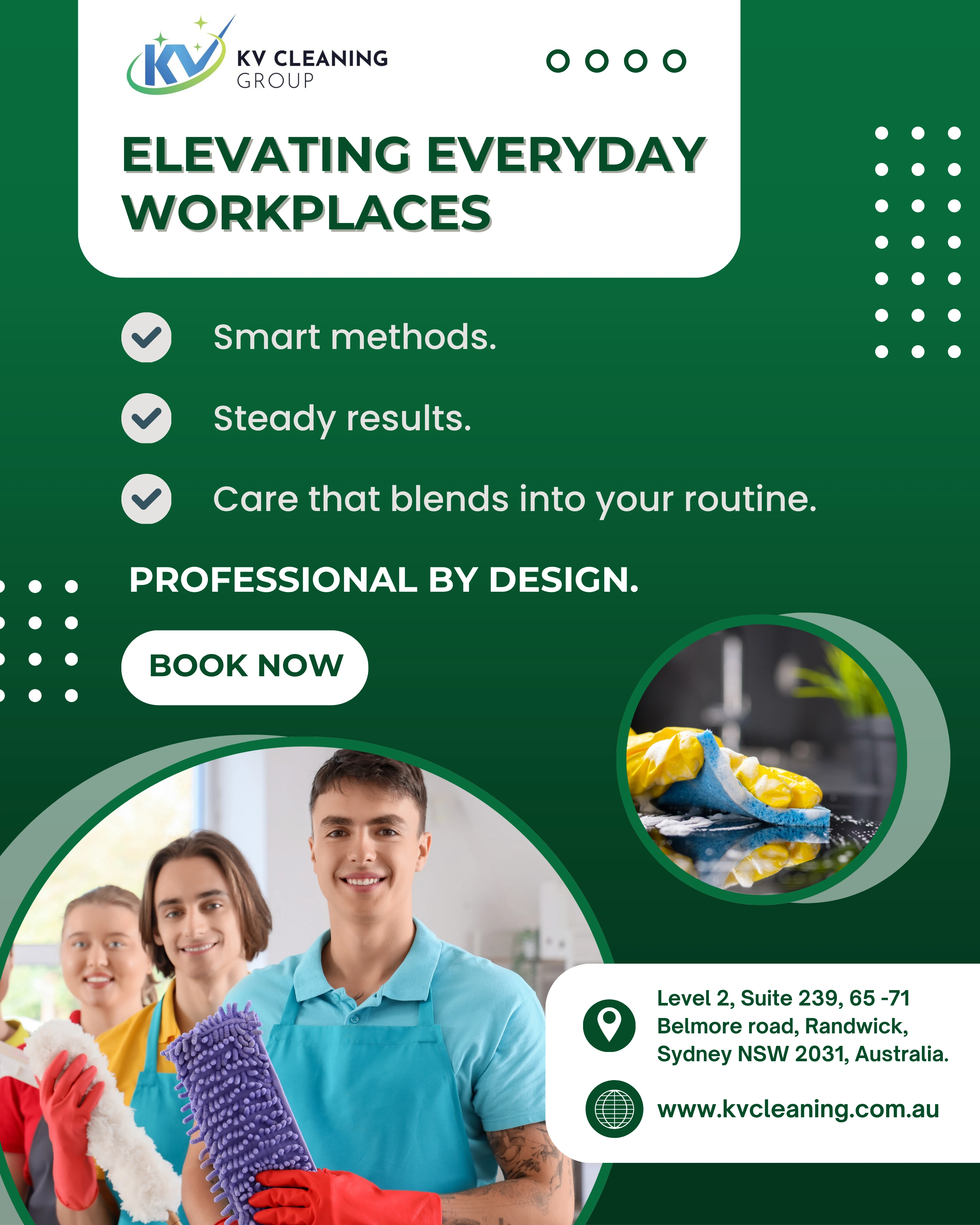 Professional cleaning team delivering office services in Sydney