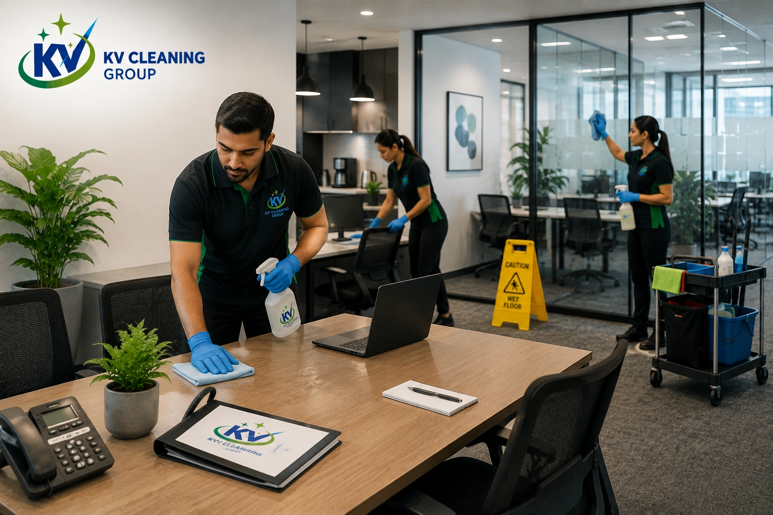 KV Cleaning Group team maintaining a commercial office in Sydney