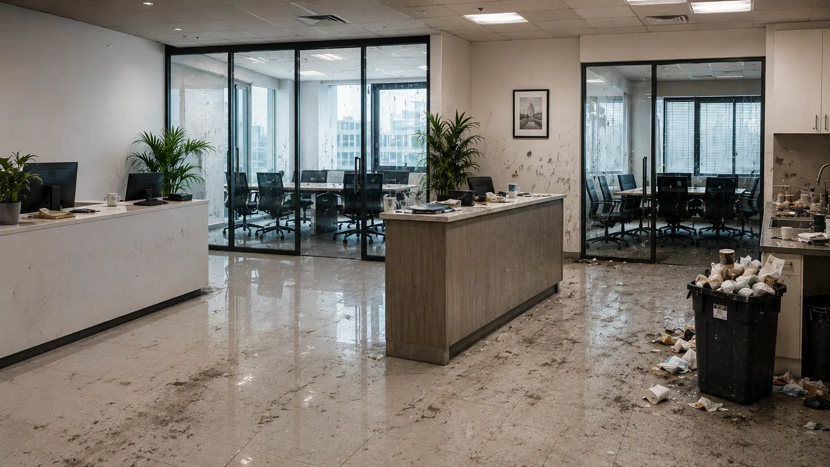 Office before professional cleaning